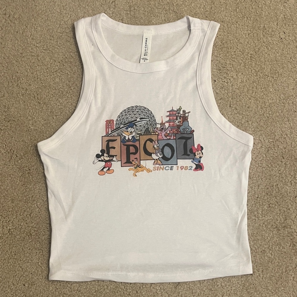 White Epcot Graphic Tank Top